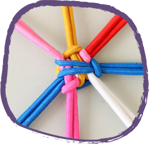 Coloured string connected at the centre 