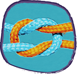 Blue and orange ropes tied together