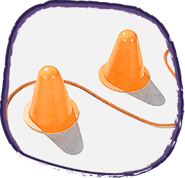 Orange rope around orange cones